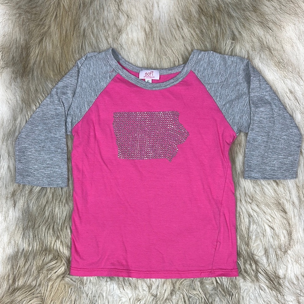 Size 6 Sofi Iowa State Pink & Gray Raglan Long Sleeve T-Shirt